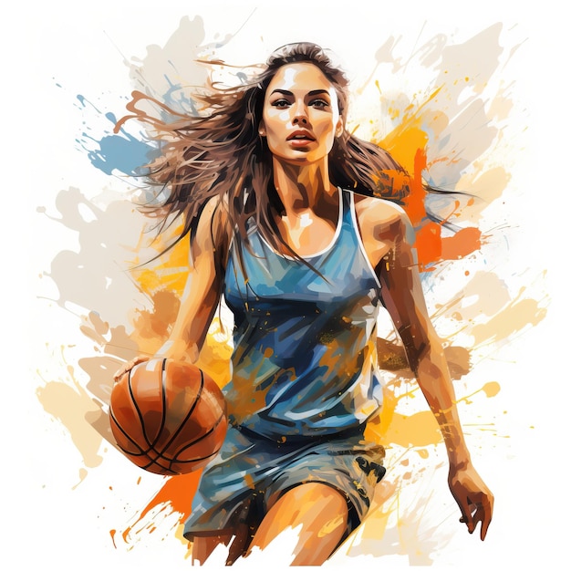 basketbal vrouw illustratie op witte achtergrond