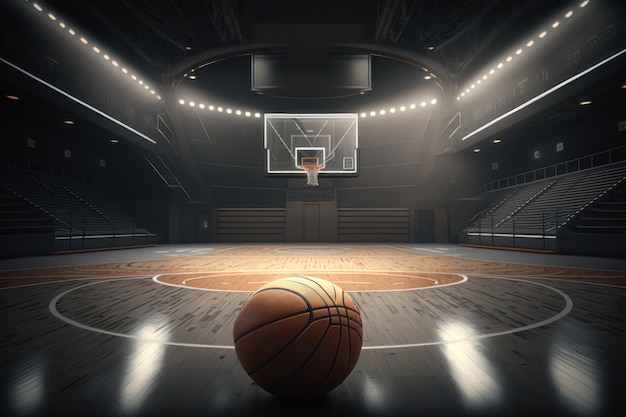 Basketbalarena met basketbalbal AI Generation