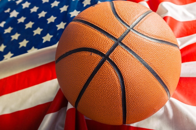 Basketball on American flag