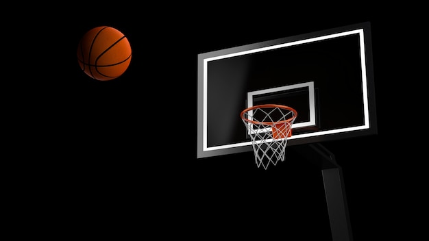 Баскетбольная арена с мячом и обручем