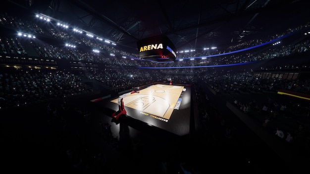 Foto l'arena di pallacanestro con la folla della gente d rende k