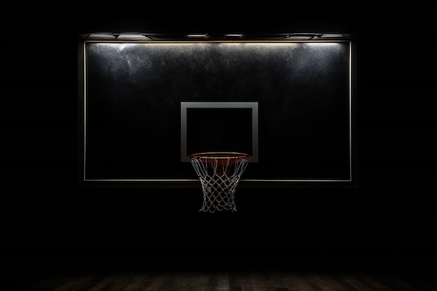 Basketball backboard with hoop on white background