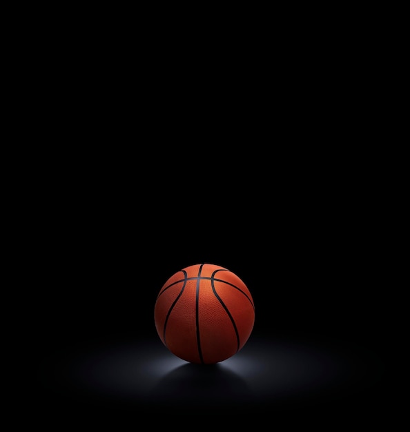 Basketball ball on black background 3d render