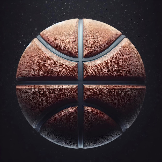 Баскетбольный мяч крупным планом на черном фоне генеративный ai