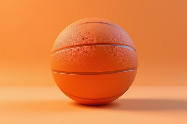 Баскетбольный мяч крупным планом на простой оранжевой площадке для выпечки.