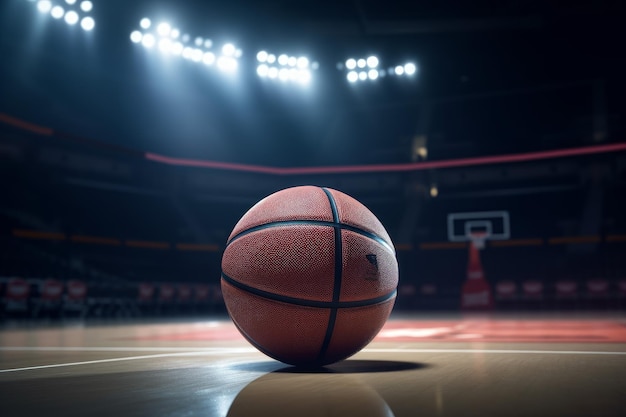 Basketball ball on court Generate Ai