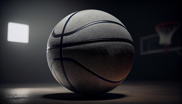 Basketball ball over floor in the gym in motion