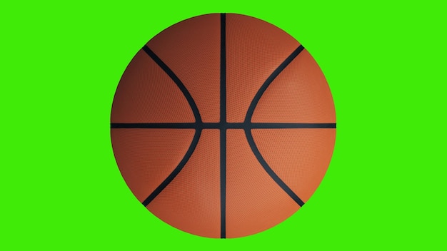 Basketball ball on a green screen  chromakey background 3d rendering