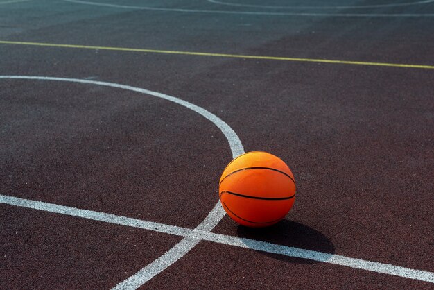 Basketball ball high angle shot