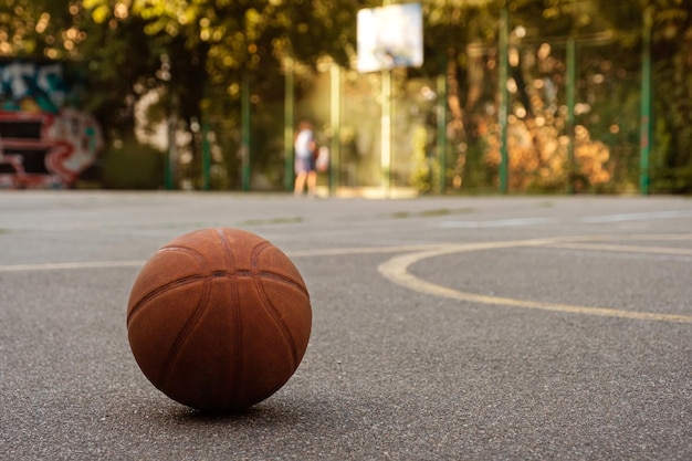 Basketball ball on the sports ground Sports concept