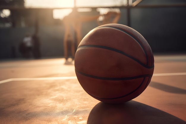 Basketball ball on the sports playground