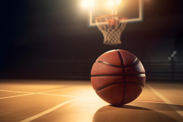 Basketball ball on the sports playground