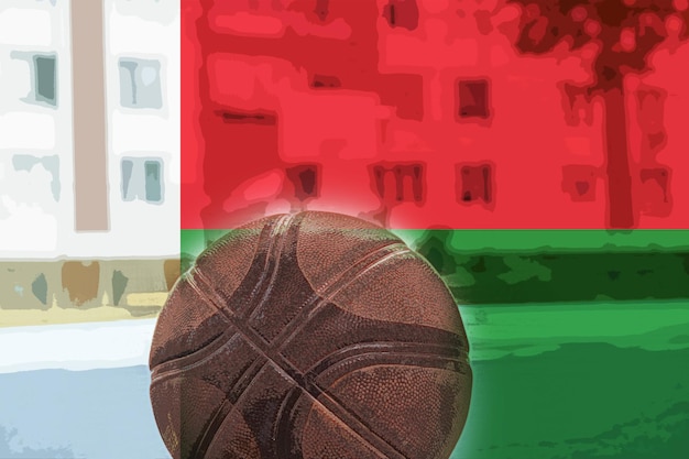 写真 basketball ball with madagascar flag madagascar victory and win concept basket ball and national