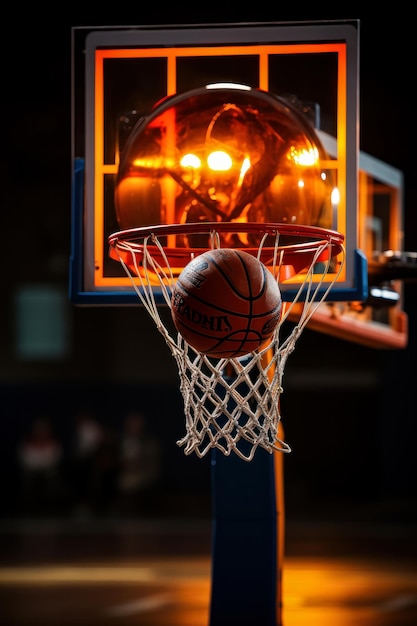 Basketball basket with a suspended ball