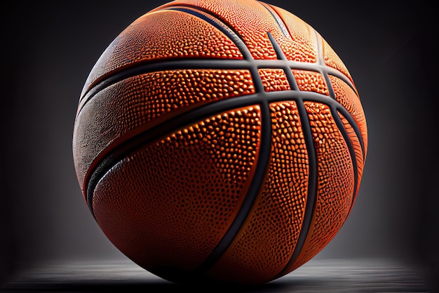 Basketball closeup on black background Generative Ai