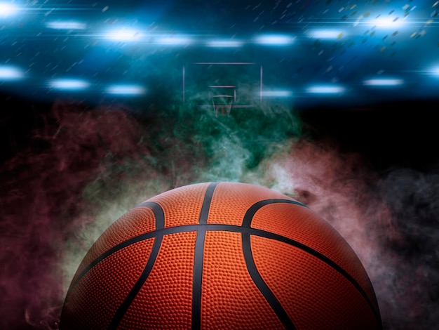 Basketball on the color smoke background