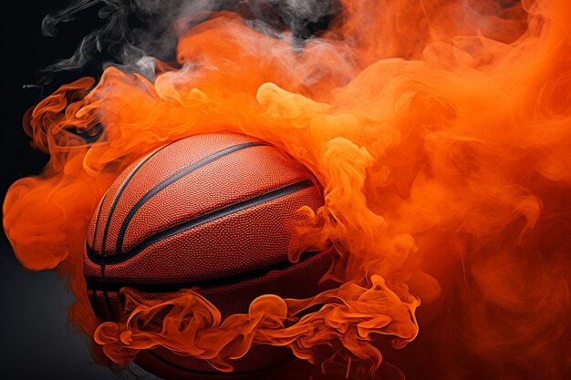 Basketball on the color smoke background