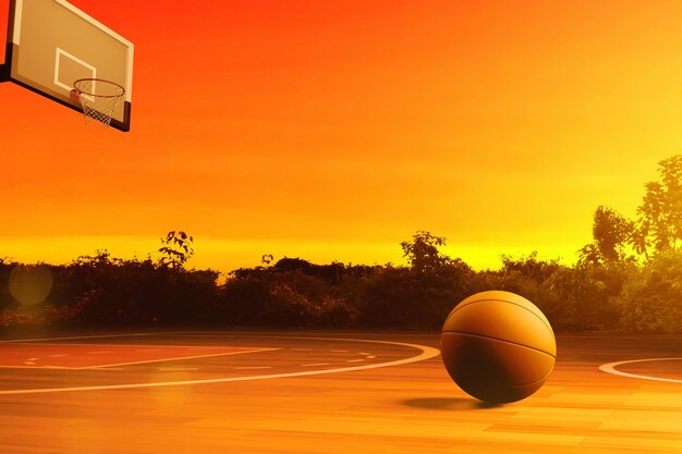 Basketball court on 3d illustration