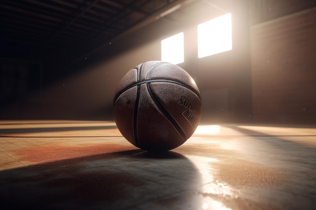 Basketball on court Generative ai