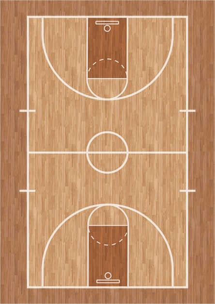 Illustrazione del campo da basket forma verticale