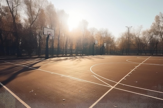 Basketball court outdoor sunny Generate Ai