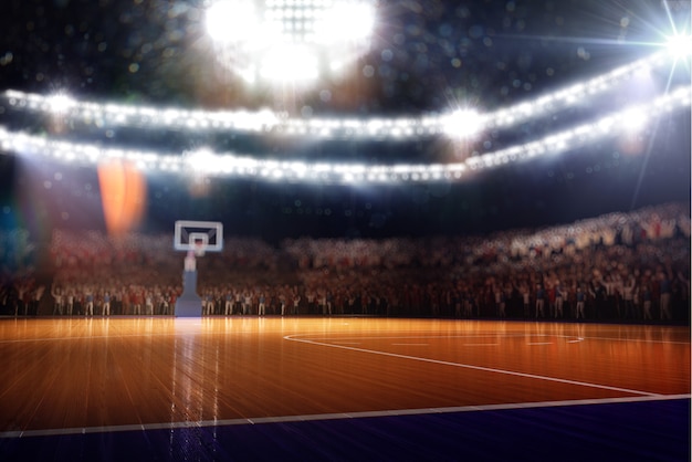 Campo da basket arena sportiva 3d render background