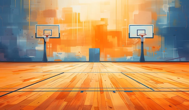 Basketball court sports arena defocus at a distance