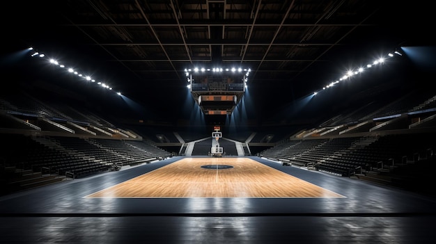 Photo basketball court with dark background