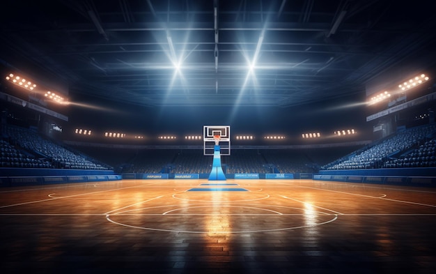 Basketball court with people fan Sport arena Photoreal 3d render background