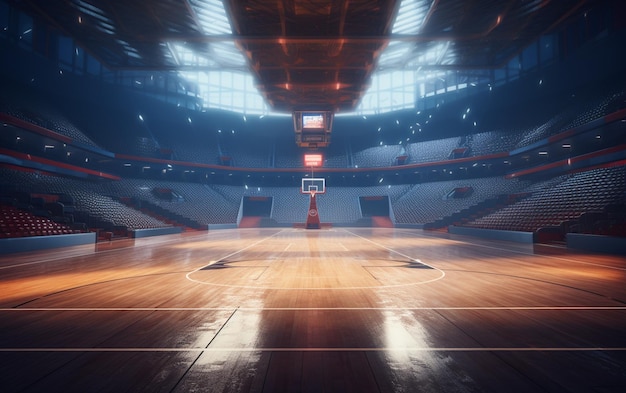 Foto campo da basket con fan persone arena sportiva sfondo di rendering 3d fotoreale