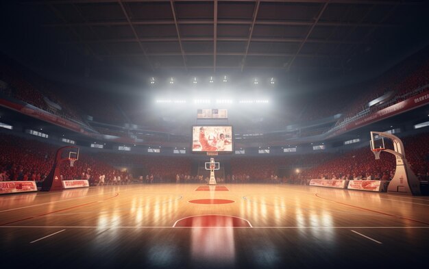 Photo basketball court with people fan sport arena photoreal 3d render background