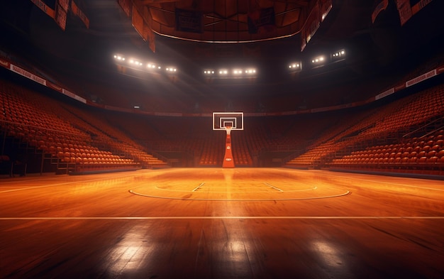 Foto campo da basket con fan persone arena sportiva sfondo di rendering 3d fotoreale