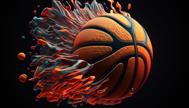 A basketball digital art illustration Generative AI