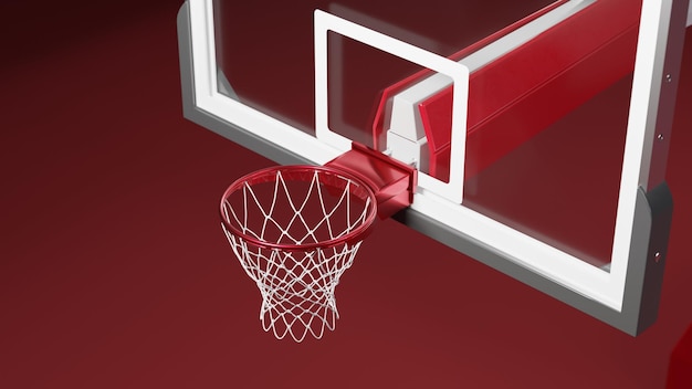 Basketball hoop backboard in black background