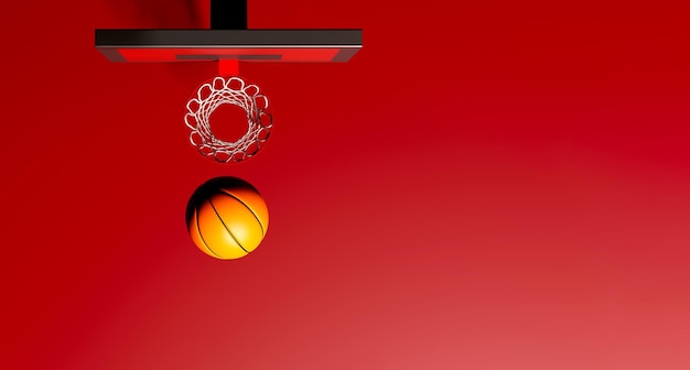 Basketball hoop on black background 3D illustration