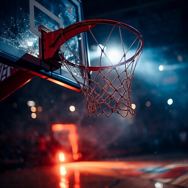 Foto il cerchio di basket sul campo