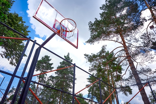 Basketball hoop at daylight