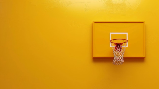 Basketball Hoop Mounted on Yellow Wall