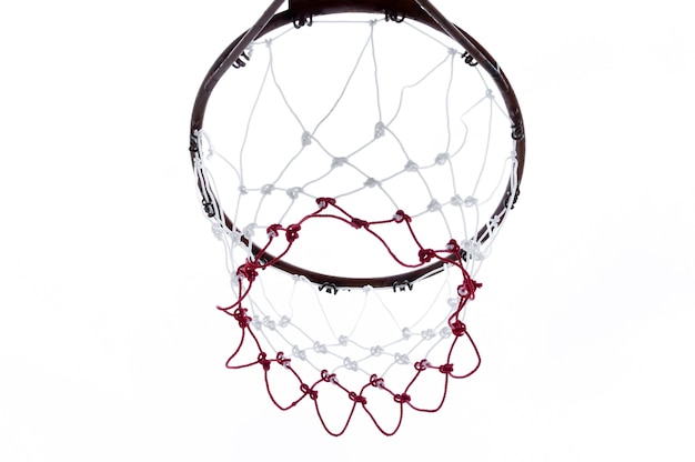 Basketball hoop viewed from below