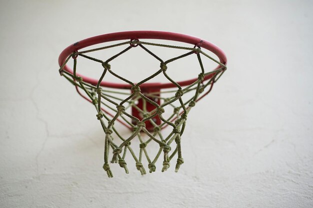Basketball hoop with net on the wall outdoor