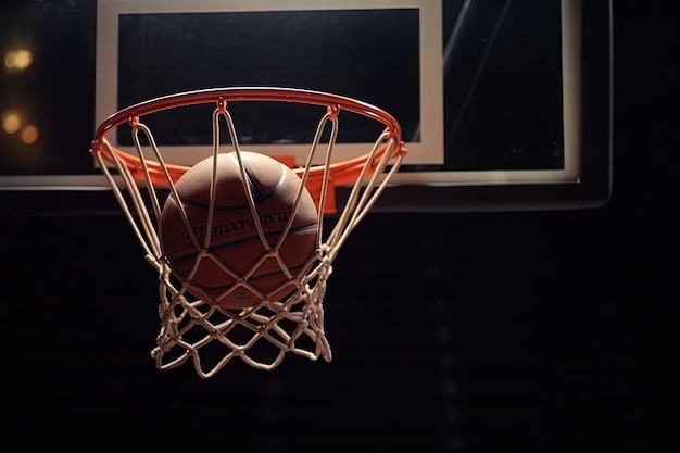 A basketball is going through the hoop and the ball is going through the hoop.