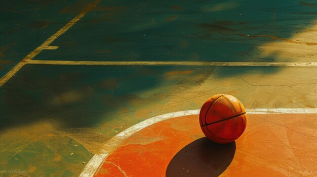 Photo basketball lying on the court ai generated image