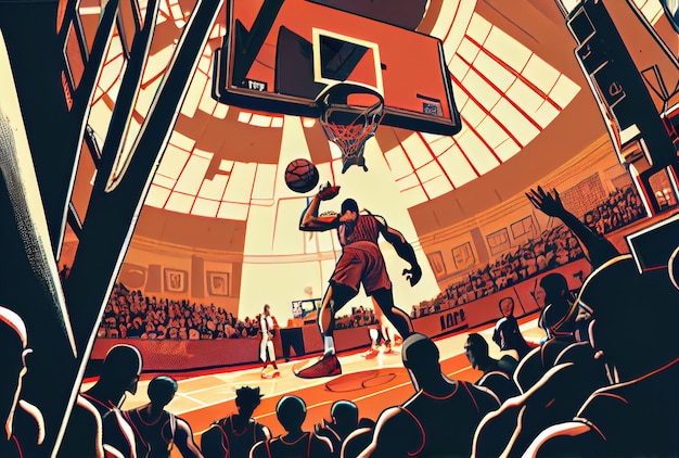 Basketball player are about to dunk to score on the basketball court Sport and Athlete concept Generative AI