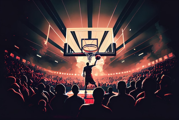 Basketball player are about to dunk to score on the basketball court Sport and Athlete concept Generative AI