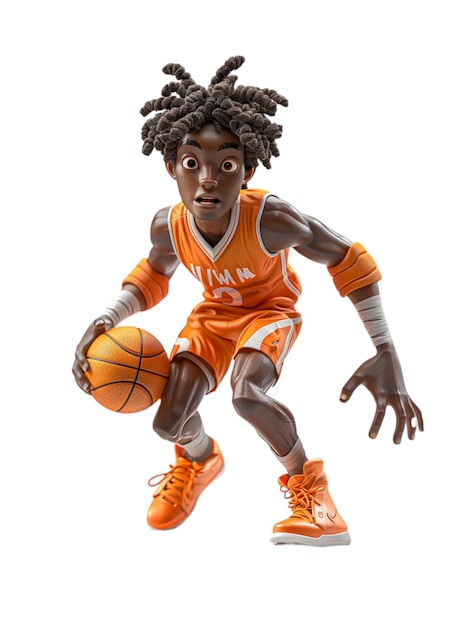 Basketball player cartoon character 3d design isolated on transparent background ai generative