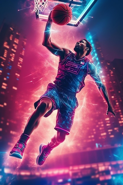 A basketball player colorful background