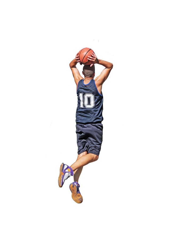 Photo basketball player dunking on white background