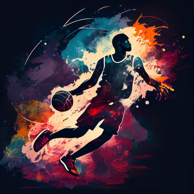 Персонаж иллюстрации баскетболиста в абстрактном стиле