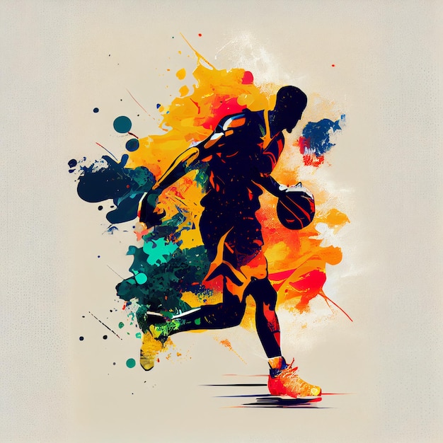 Basketball player illustration character in abstract style