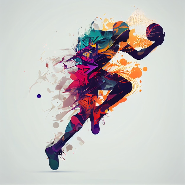 Basketball player illustration character in abstract style